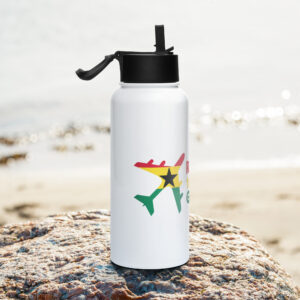 RepatriateToGhana.com (R2GH.com) Stainless steel water bottle with a straw lid