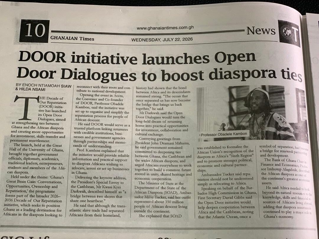 Read more about the article 3 days left — Open D.O.O.R. Dialogues in the Ghanaian Times