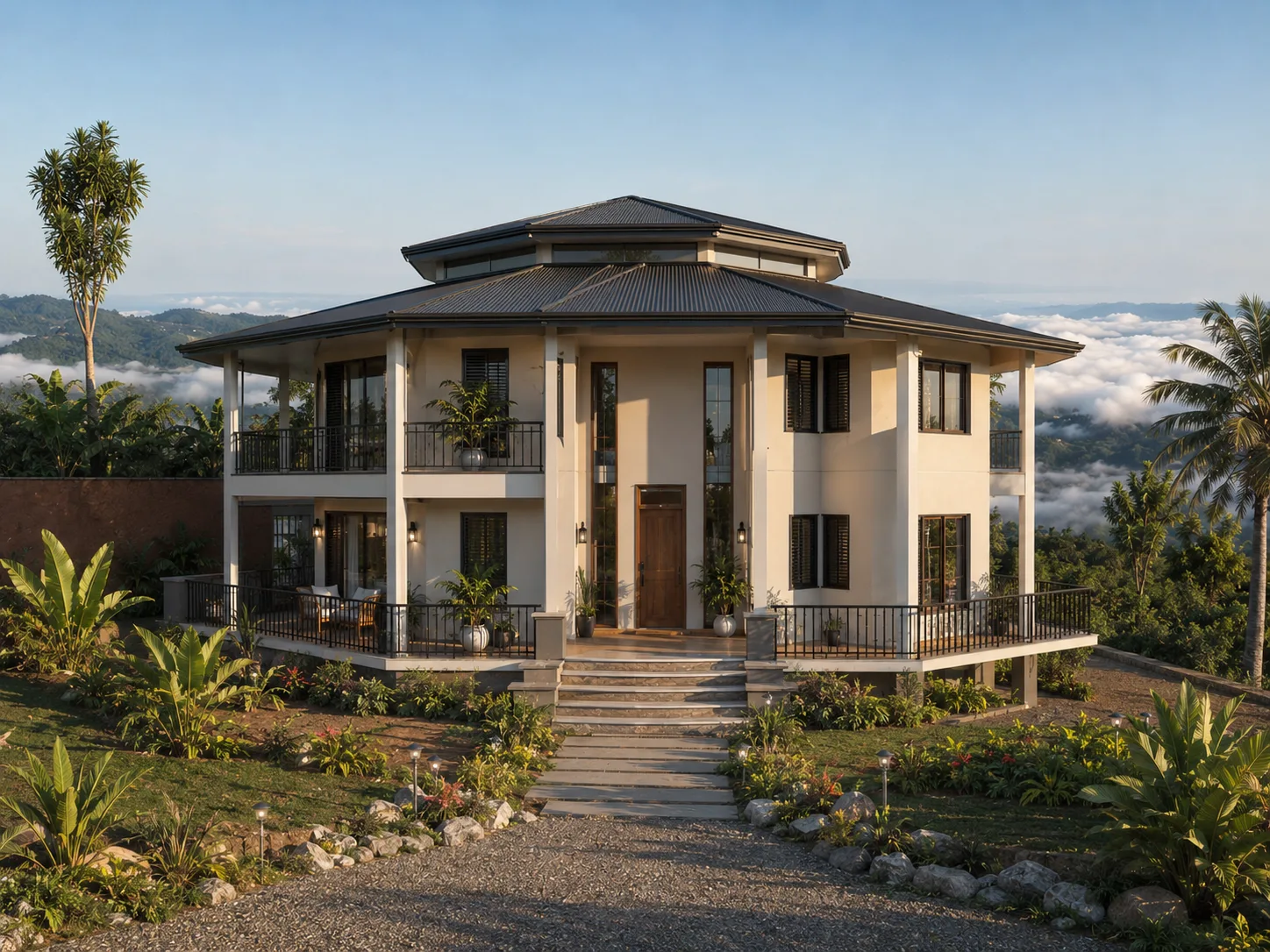 Two-storey Type 4 home concept in a Ghanaian landscape