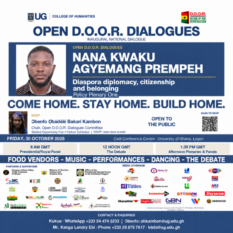 Read more about the article 4 days left — Open D.O.O.R. Dialogues with Nana Kwaku Agyemang Prempeh