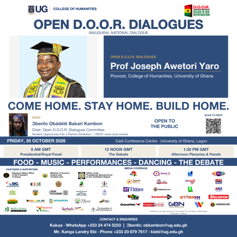 Read more about the article 7 days left — Open D.O.O.R. Dialogues with Prof. Joseph Awetori Yaro